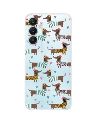 Etui do Samsung Galaxy M35 5G przeźroczyste, silikonowe Flexi, zakochane jamniki