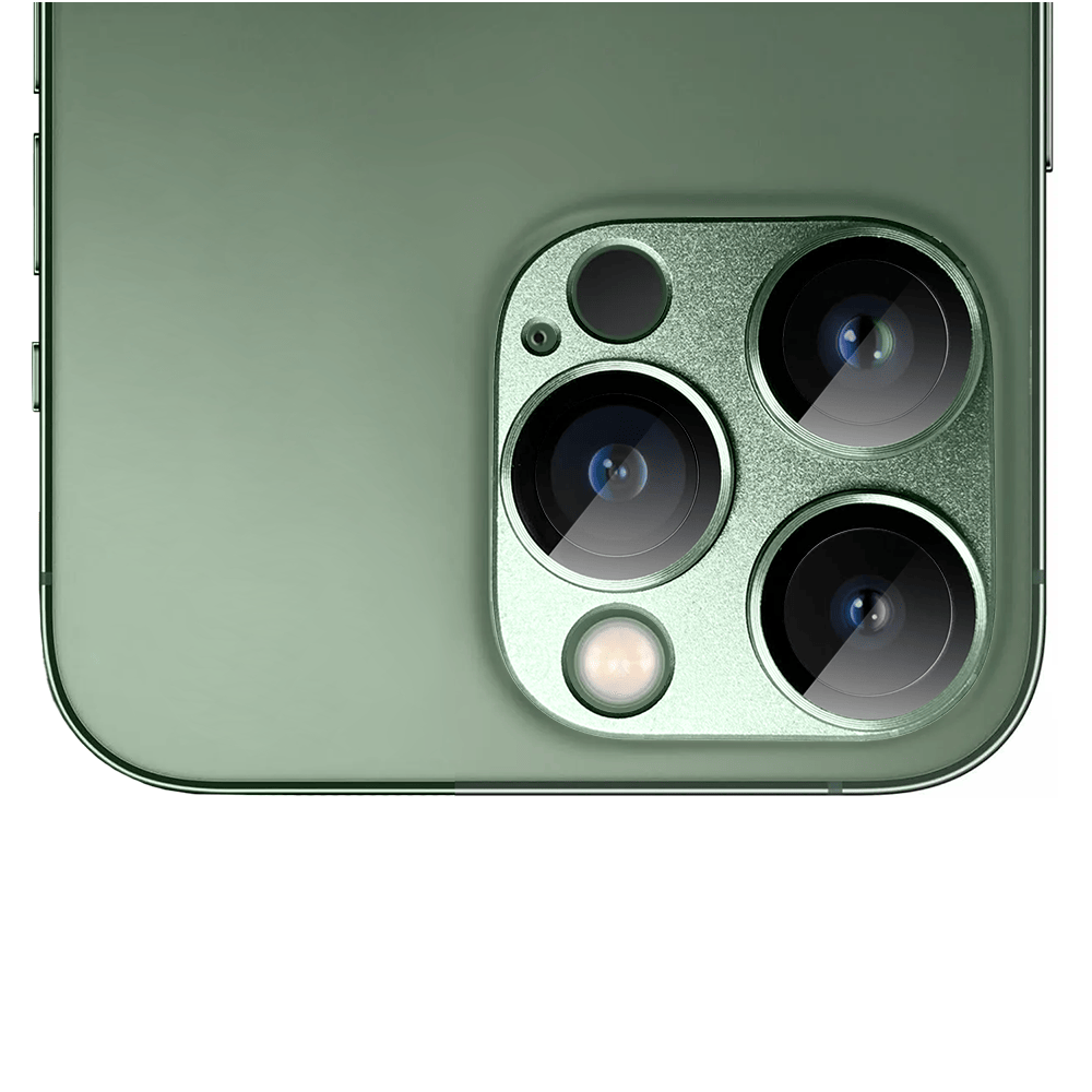 Metalowa osłona na cały aparat z wbudowanymi szkłami do iPhone 13 Pro, zielona - obrazek 4