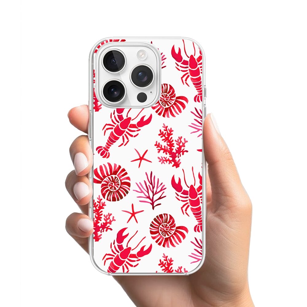 Etui do iPhone 16 Pro przeźroczyste, silikonowe Flexi, krab, muszle - obrazek 2