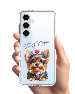 Etui do Samsung Galaxy S24 FE przeźroczyste, silikonowe Flexi, Puppy Love, pies rasy York