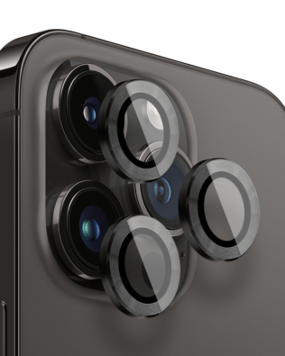 Metalowa osłona obiektywu aparatu ze szkła hartowanego 9H do iPhone 14 Pro, 1 zestaw, czarna