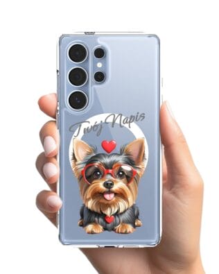 Etui do Samsung Galaxy S25 Ultra z MagSafe przeźroczyste, silikonowe Flexi, Puppy Love, pies rasy York