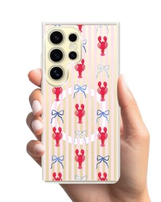 Etui do Samsung Galaxy S24 Ultra z MagSafe przeźroczyste, silikonowe Flexi, krab i kokardki