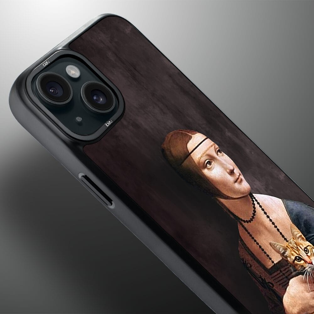 Etui do iPhone 15 IBIZU DropGuard Matt z MagSafe, Leonardo Da Vinci, dama z kotem - obrazek 4