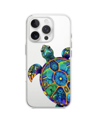 Etui do iPhone 16 Pro przeźroczyste, silikonowe Flexi, Dzika Mandala, Żółw