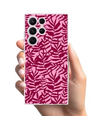 Etui do Samsung Galaxy S23 Ultra przeźroczyste, silikonowe Flexi, bordowe liście