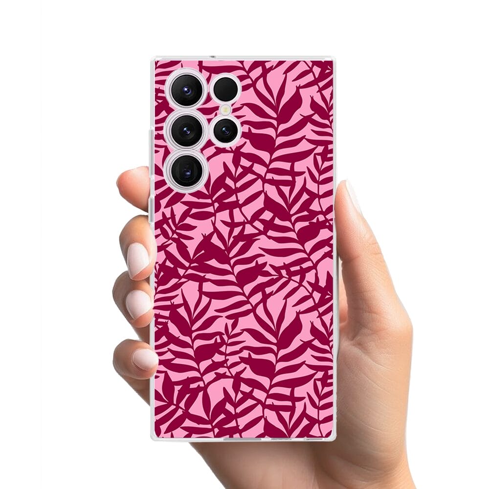 Etui do Samsung Galaxy S23 Ultra przeźroczyste, silikonowe Flexi, bordowe liście - obrazek 2