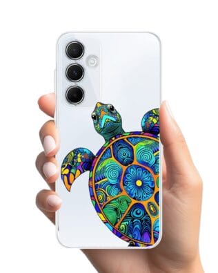 Etui do Samsung Galaxy M35 5G przeźroczyste, silikonowe Flexi, Dzika Mandala, Żółw