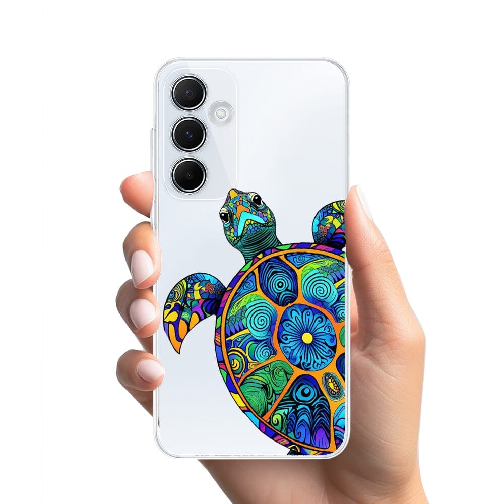 Etui do Samsung Galaxy M35 5G przeźroczyste, silikonowe Flexi, Dzika Mandala, Żółw - obrazek 2