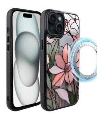 Etui do iPhone 15 IBIZU DropGuard Matt z MagSafe, Barwy Szkła, Różowa magnolia