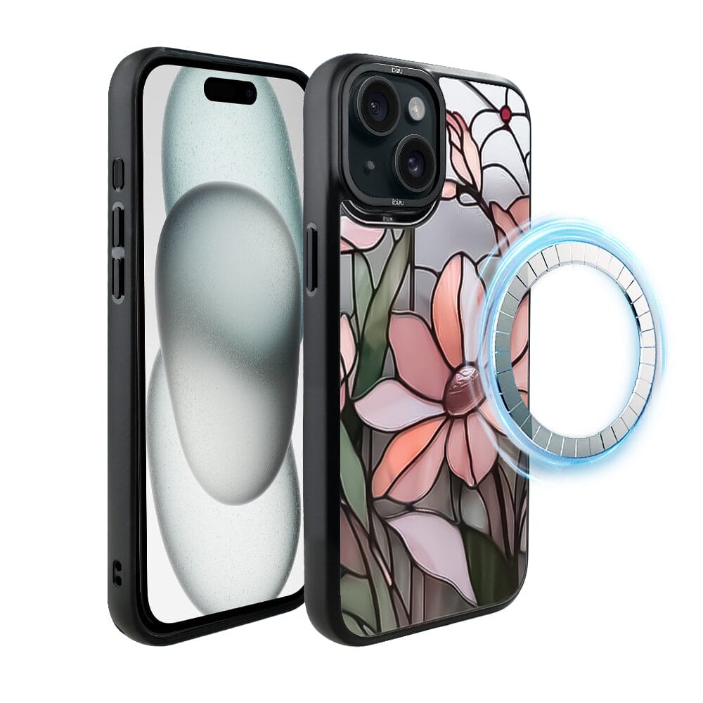 Etui do iPhone 15 IBIZU DropGuard Matt z MagSafe, Barwy Szkła, Różowa magnolia