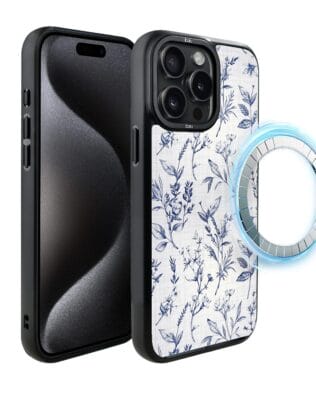 Etui do iPhone 15 Pro Max IBIZU DropGuard Matt z MagSafe, Pastel Bloom, Lazurowe szepty