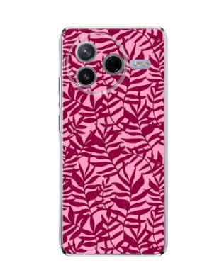 Etui do Xiaomi POCO F7 Pro przeźroczyste, silikonowe Flexi, bordowe liście