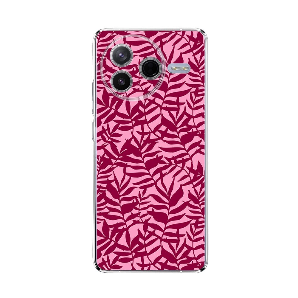 Etui do Xiaomi POCO F7 Pro przeźroczyste, silikonowe Flexi, bordowe liście