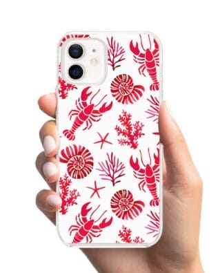 Etui do iPhone 12 przeźroczyste, silikonowe Flexi, krab, muszle
