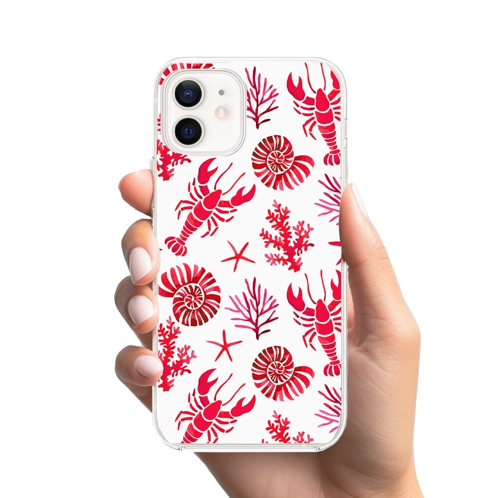 Etui do iPhone 12 przeźroczyste, silikonowe Flexi, krab, muszle - obrazek 2