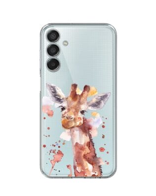 Etui do Samsung Galaxy M15 5G przeźroczyste, silikonowe Flexi, Akwarelowe Zoo, Żyrafa