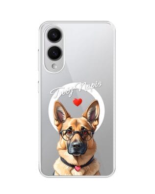 Etui do Samsung Galaxy S25 Edge z MagSafe przeźroczyste, silikonowe Flexi, Puppy Love, pies rasy Owczarek Niemiecki