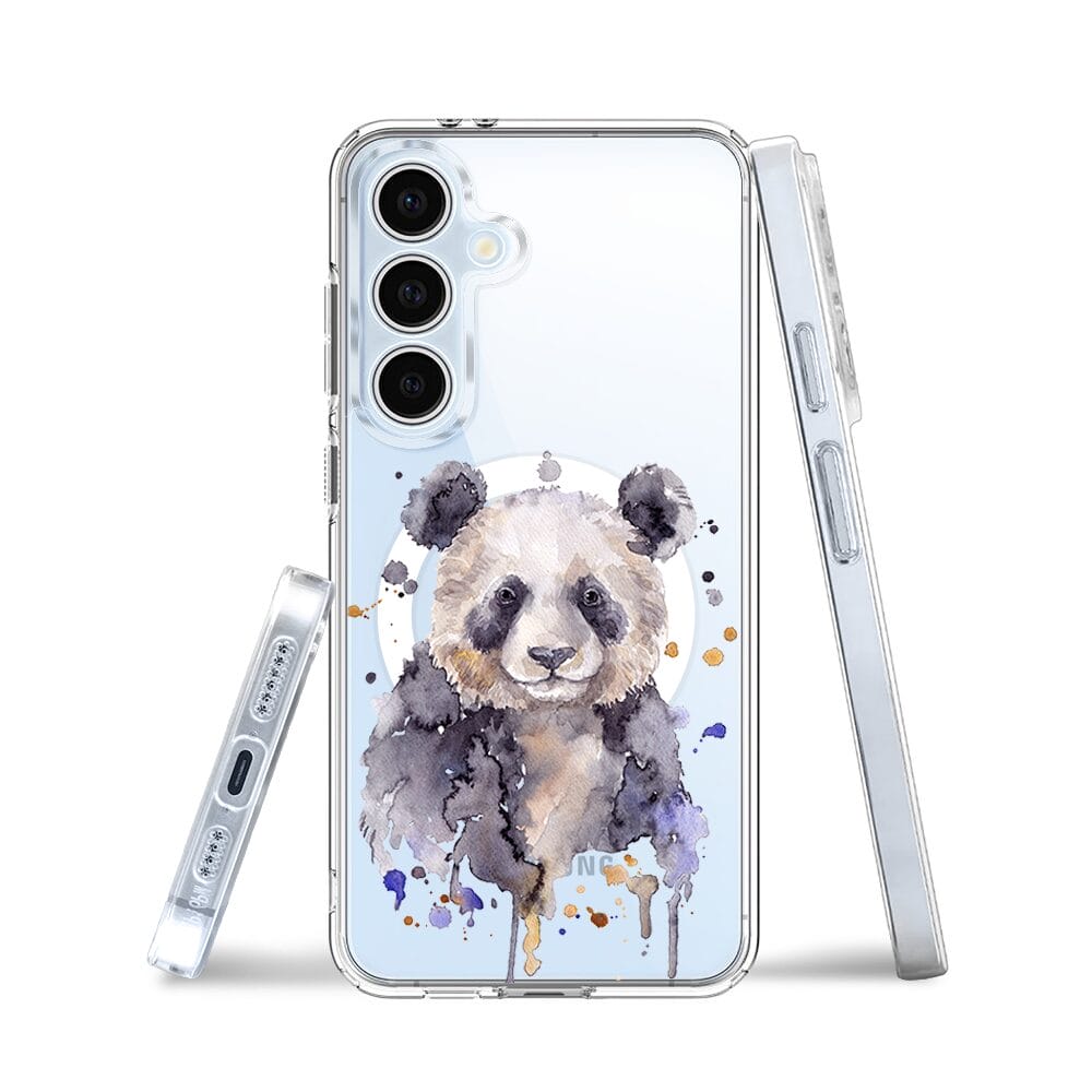 Etui do Samsung Galaxy S24 FE z MagSafe przeźroczyste, silikonowe Flexi, Akwarelowe Zoo, Panda - obrazek 3