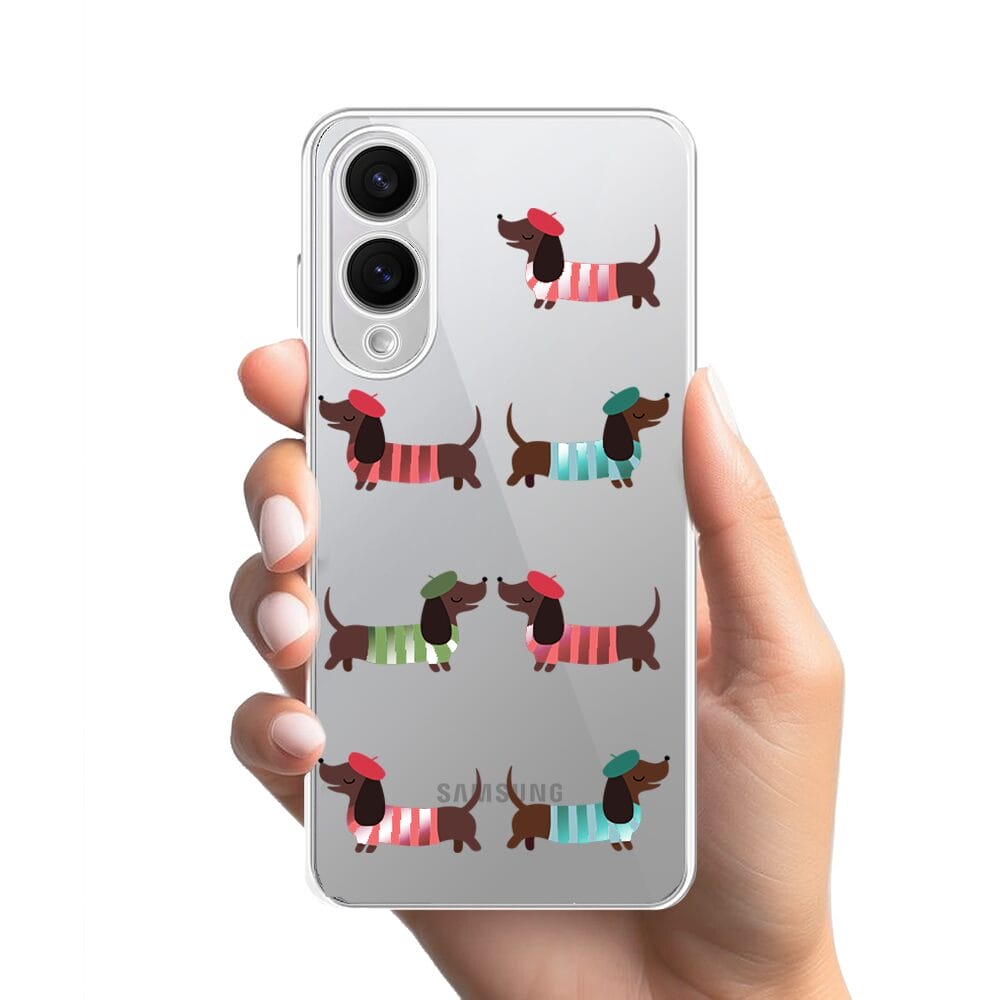 Etui do Samsung Galaxy S25 Edge przeźroczyste, silikonowe Flexi, jamnik w Paryżu - obrazek 2