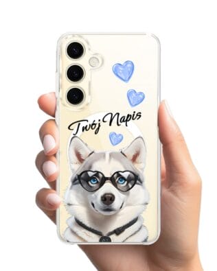 Etui do Samsung Galaxy S24 Plus z MagSafe przeźroczyste, silikonowe Flexi, Puppy Love, pies rasy Husky