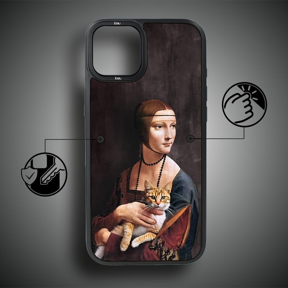 Etui do iPhone 15 Plus IBIZU DropGuard Matt z MagSafe, Leonardo Da Vinci, dama z kotem - obrazek 7