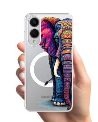 Etui do Samsung Galaxy S25 Edge z MagSafe przeźroczyste, silikonowe Flexi, Dzika Mandala, Słoń