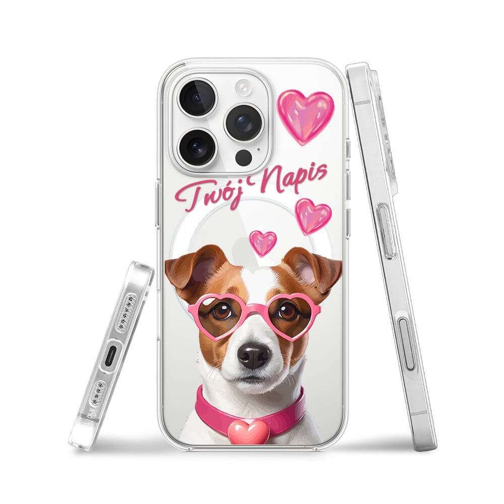 Etui do iPhone 16 Pro Max z MagSafe przeźroczyste, silikonowe Flexi, Puppy Love, pies rasy Jack Russell Terrier - obrazek 3