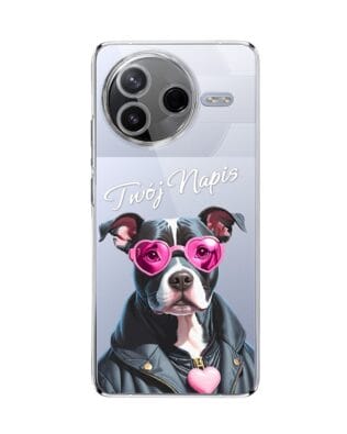 Etui do Xiaomi POCO F7 Pro przeźroczyste, silikonowe Flexi, Puppy Love, pies rasy Amstaff