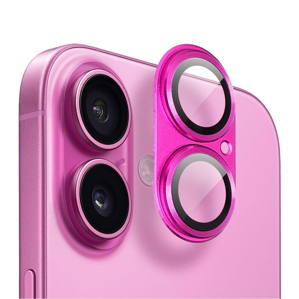 Metalowa osłona na cały aparat z wbudowanymi szkłami do iPhone 16 Plus, różowa - obrazek 2
