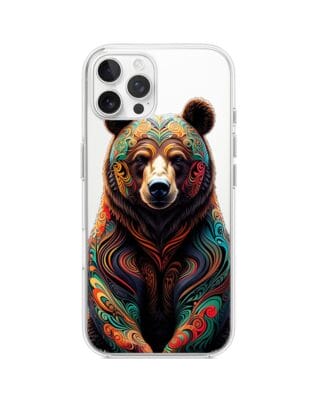 Etui do iPhone 12 Pro przeźroczyste, silikonowe Flexi, Dzika Mandala, Niedźwiedź