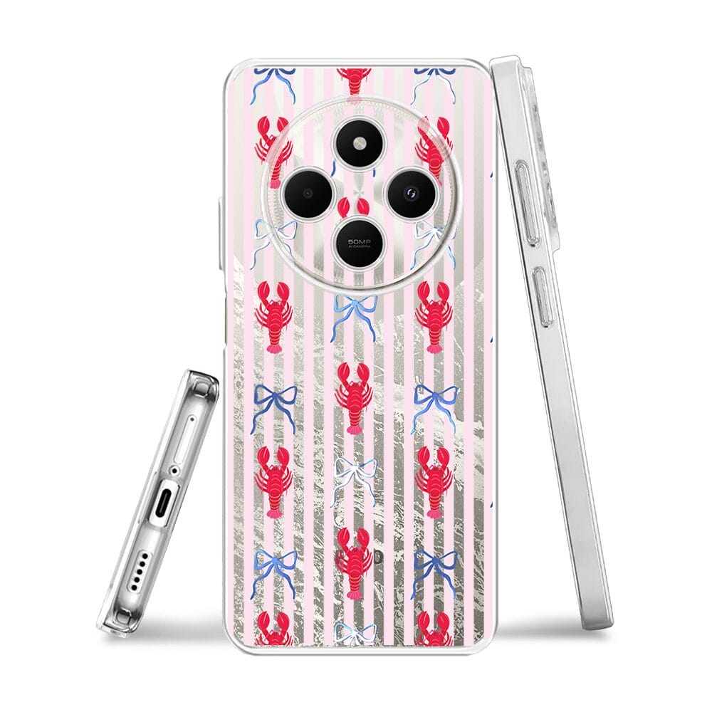 Etui do Xiaomi POCO C75 przeźroczyste, silikonowe Flexi, krab i kokardki - obrazek 3