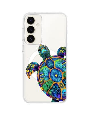 Etui do Samsung Galaxy S23 FE 5G z MagSafe przeźroczyste, silikonowe Flexi, Dzika Mandala, Żółw