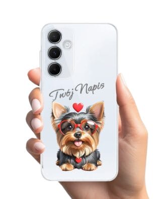 Etui do Samsung Galaxy A35 5G przeźroczyste, silikonowe Flexi, Puppy Love, pies rasy York