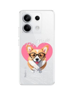 Etui do Xiaomi Redmi Note 13 Pro 5G przeźroczyste, silikonowe Flexi, Puppy Love, pies rasy Corgi