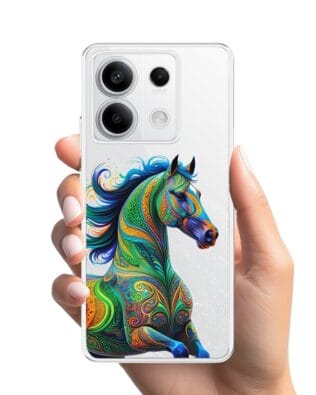 Etui do Xiaomi Redmi Note 13 Pro 5G przeźroczyste, silikonowe Flexi, Dzika Mandala, Koń