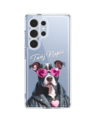 Etui do Samsung Galaxy S25 Ultra przeźroczyste, silikonowe Flexi, Puppy Love, pies rasy Amstaff