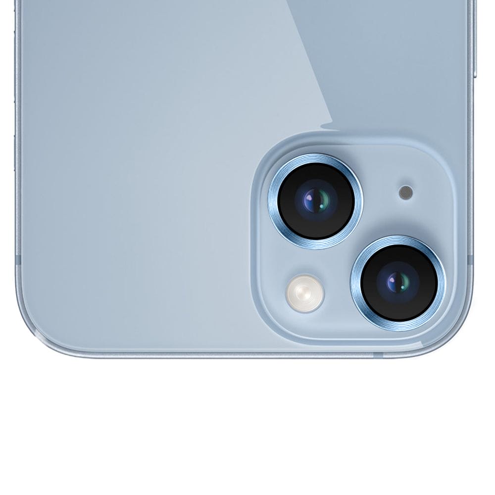 Metalowa osłona obiektywu aparatu ze szkła hartowanego 9H do iPhone 14, 1 zestaw, niebieska - obrazek 5