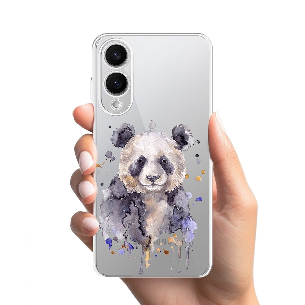 Etui do Samsung Galaxy S25 Edge przeźroczyste, silikonowe Flexi, Akwarelowe Zoo, Panda - obrazek 2