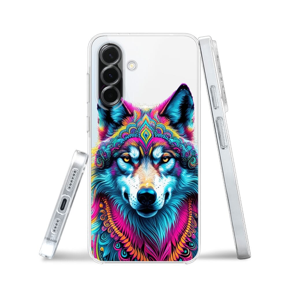 Etui do Samsung Galaxy A36 5G przeźroczyste, silikonowe Flexi, Dzika Mandala, Wilk - obrazek 3