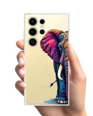 Etui do Samsung Galaxy S24 Ultra przeźroczyste, silikonowe Flexi, Dzika Mandala, Słoń
