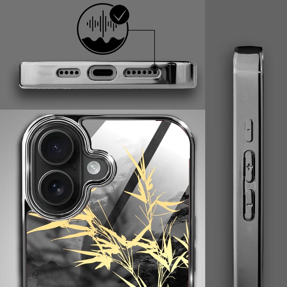 Etui do iPhone 16 IBIZU Elite Glass z MagSafe Magia Azji, Złoty bambus, czarne - obrazek 4