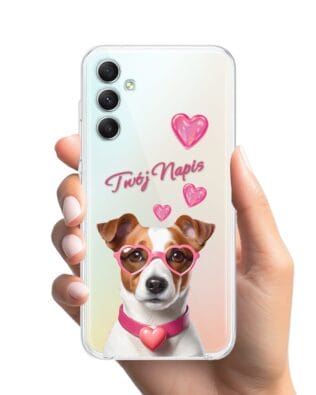 Etui do Samsung Galaxy A34 5G przeźroczyste, silikonowe Flexi, Puppy Love, pies rasy Jack Russell Terrier