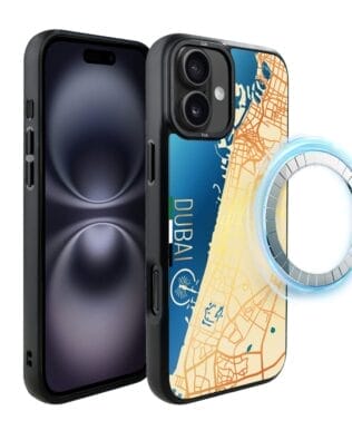 Etui do iPhone 16 IBIZU DropGuard Matt z MagSafe, Mapy Świata, Dubai