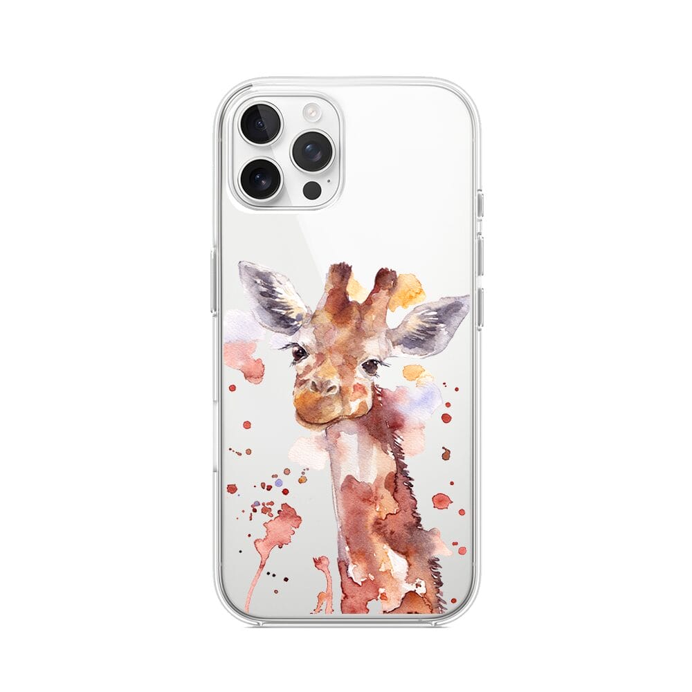 Etui do iPhone 12 Pro Max przeźroczyste, silikonowe Flexi, Akwarelowe Zoo, Żyrafa
