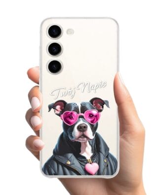 Etui do Samsung Galaxy S23 FE 5G przeźroczyste, silikonowe Flexi, Puppy Love, pies rasy Amstaff