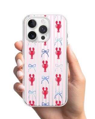 Etui do iPhone 13 Pro przeźroczyste, silikonowe Flexi, krab i kokardki
