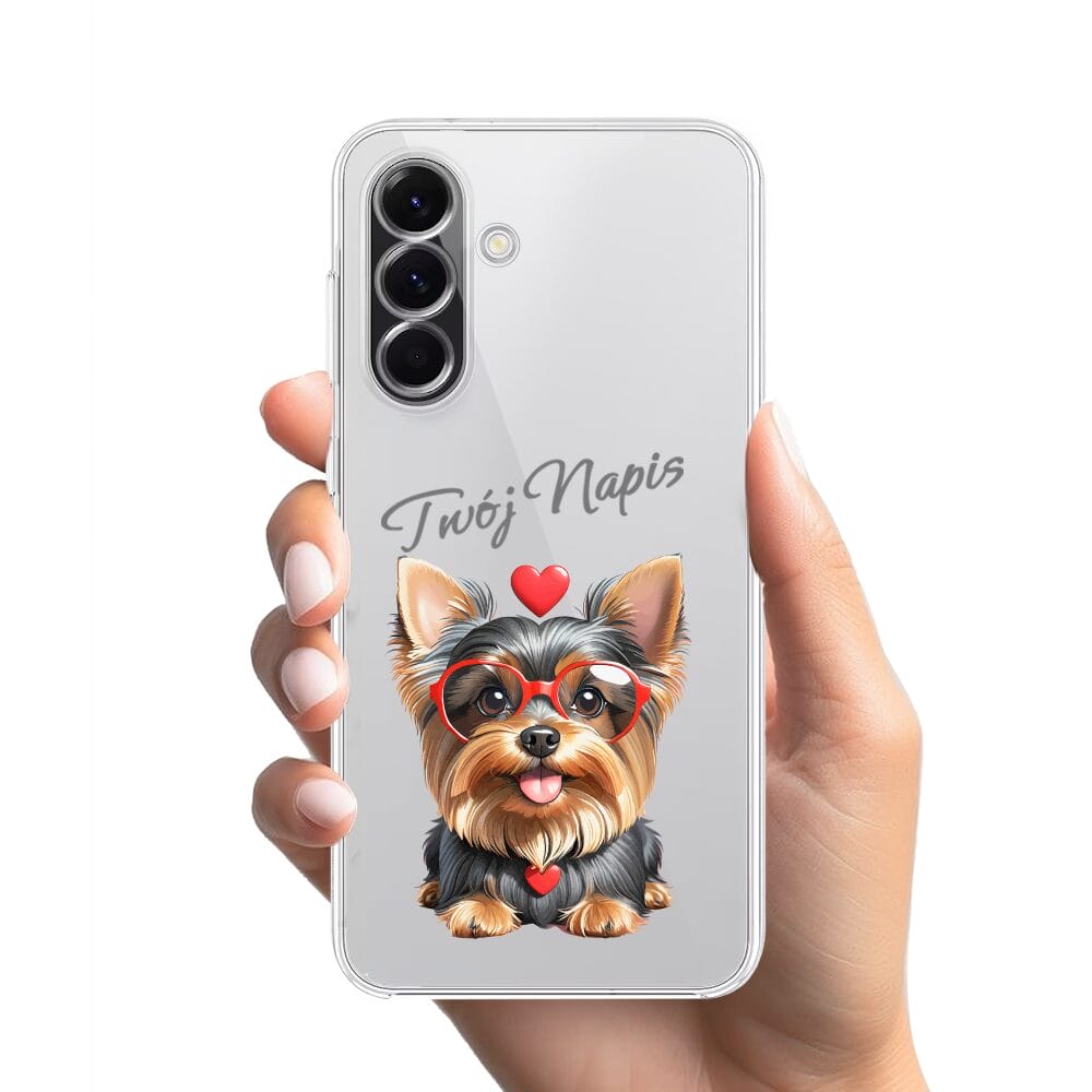 Etui do Samsung Galaxy A56 5G przeźroczyste, silikonowe Flexi, Puppy Love, pies rasy York - obrazek 2