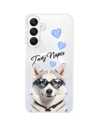 Etui do Samsung Galaxy A25 5G z MagSafe przeźroczyste, silikonowe Flexi, Puppy Love, pies rasy Husky