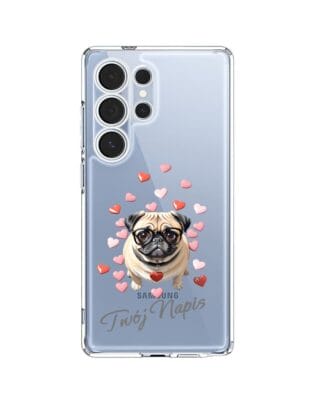 Etui do Samsung Galaxy S25 Ultra przeźroczyste, silikonowe Flexi, Puppy Love, pies rasy Mops